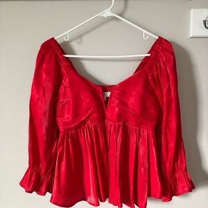 Flashy and Demure Red Women's Top